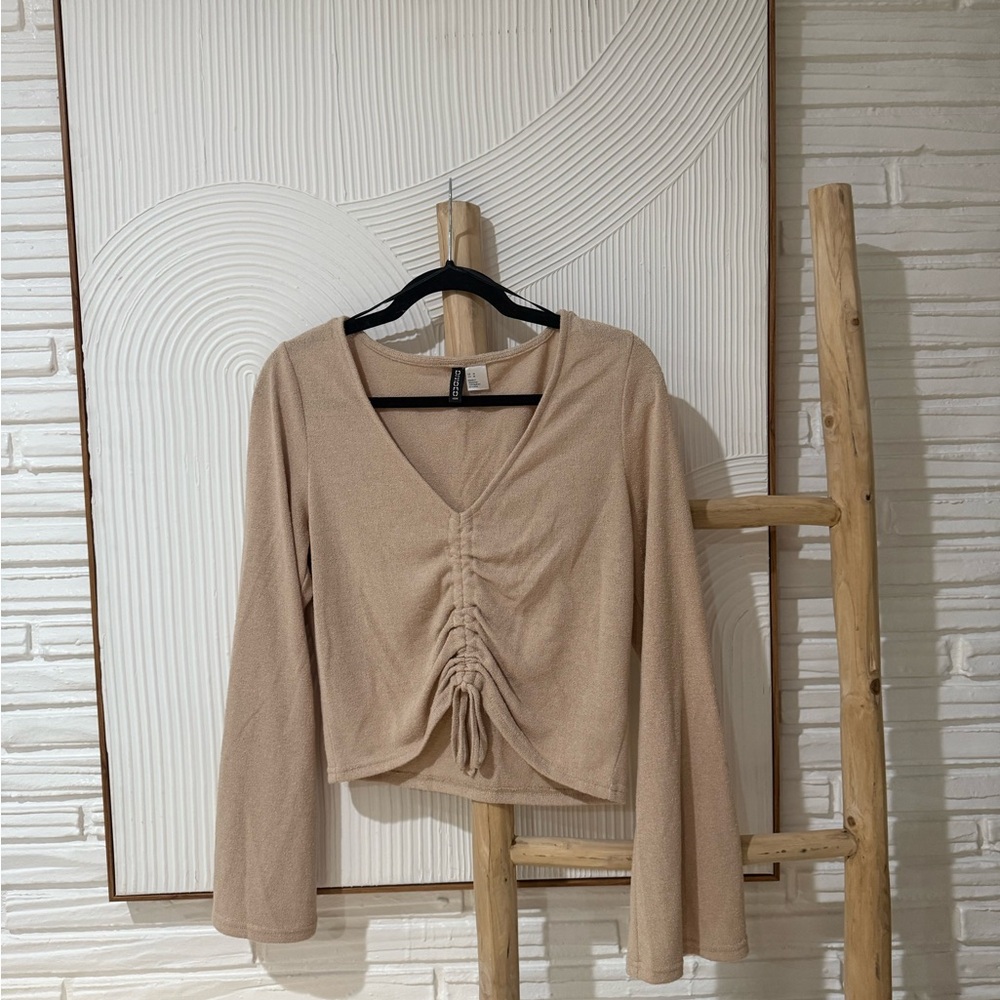 H&M Tan Ruched Blouse